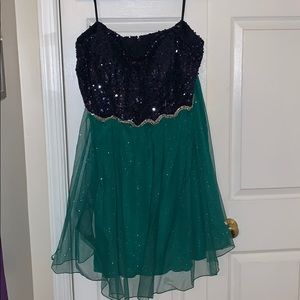 Dark Blue and Green Sequin and Sparkly dress